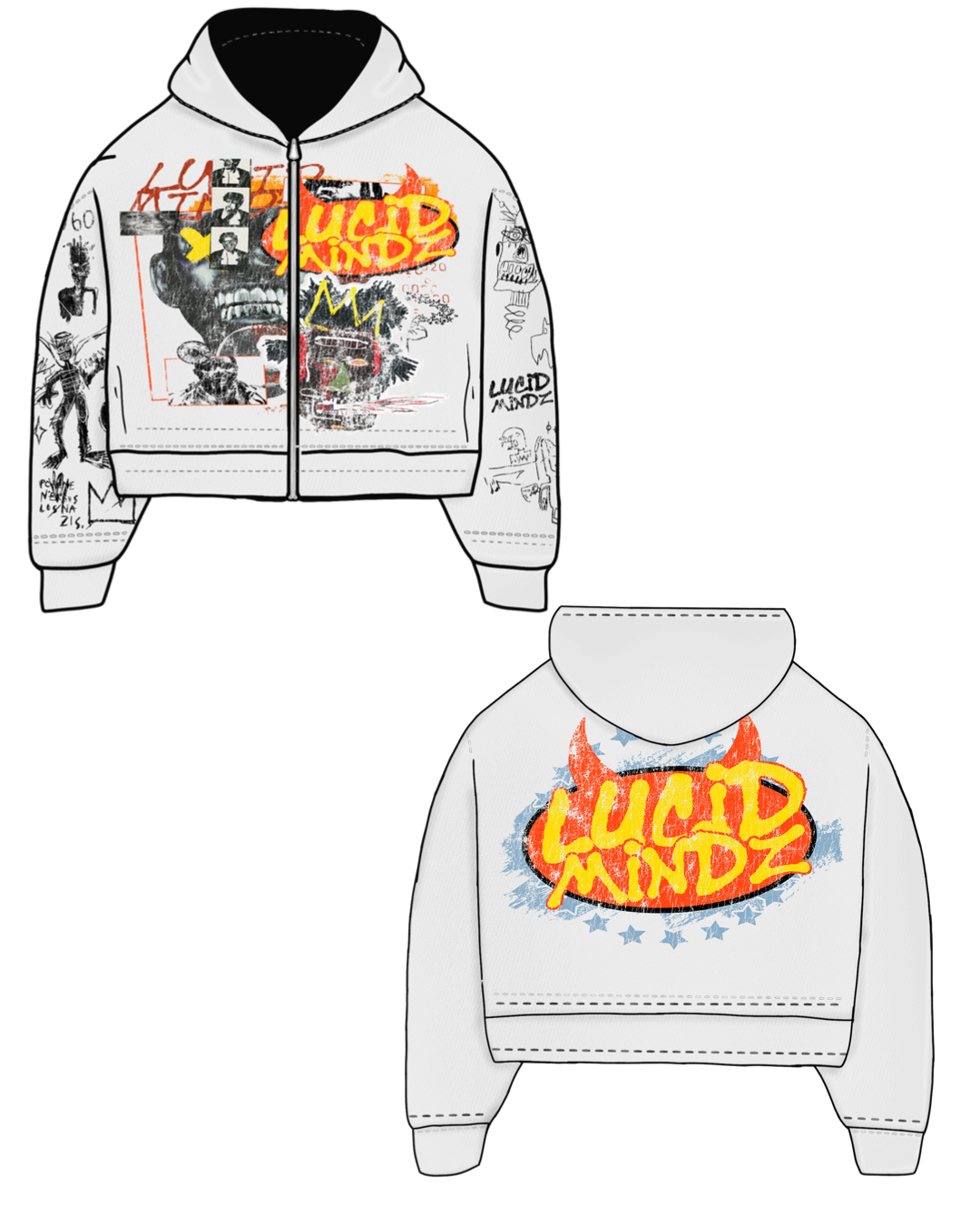 "Basquait" Hoodie White